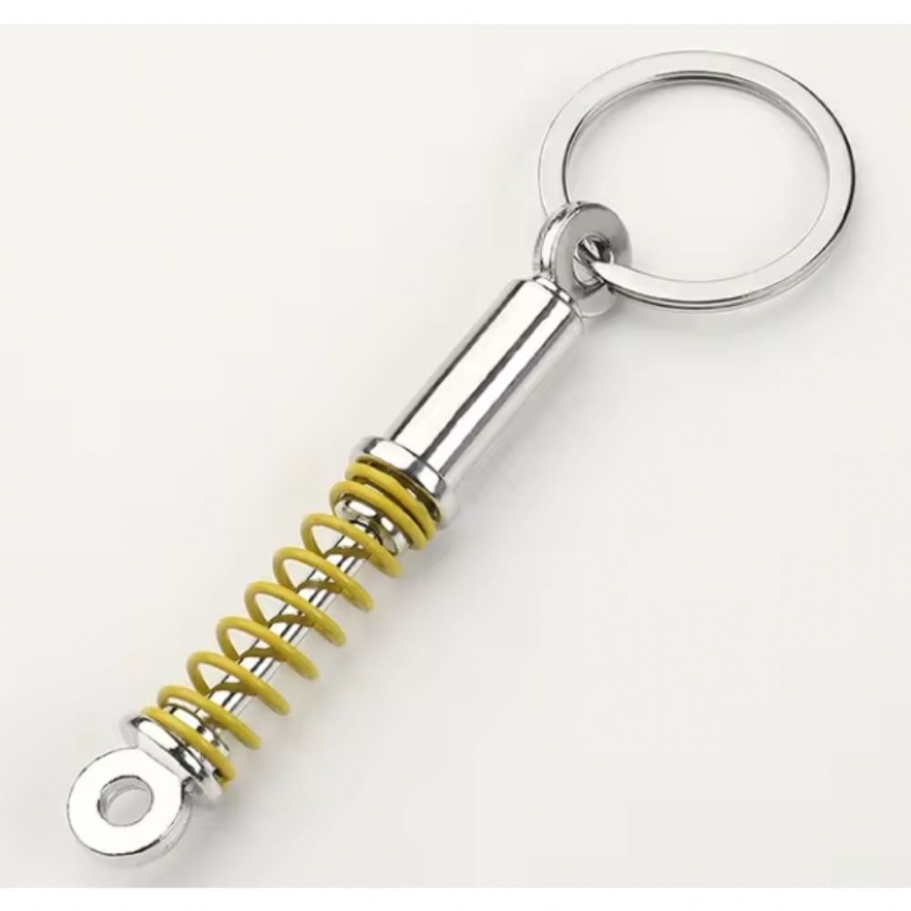 Automobile Chrome/Yellow Colour Shock Absorber Keychain (Metal Volume) Universal Accessory 1st Class Quality ANH012