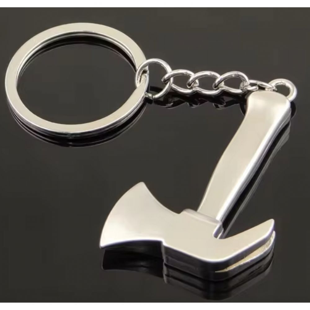 Automobile Matte Chrome Colour Axe Keychain Universal Accessory 1st Class Quality ANH014