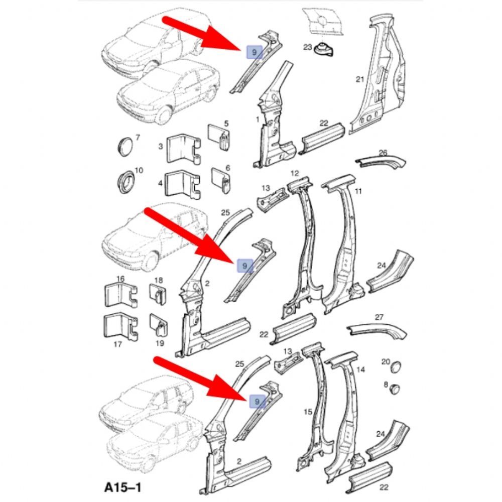 Product Code : 90521352 - Opel Astra G Right Front A Pillar Inner Panel Pole GM Genuine 90521352 - 102618