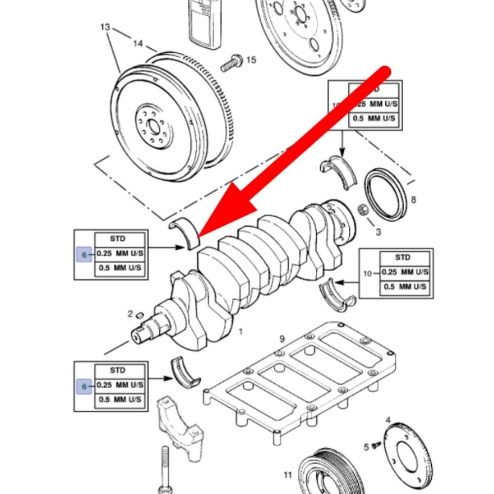 Main Bearing Side Moonless Type Opel Astra F, Astra G, Vectra A, Vectra B X20XEV Engine GM Genuine 618323 - 90166632