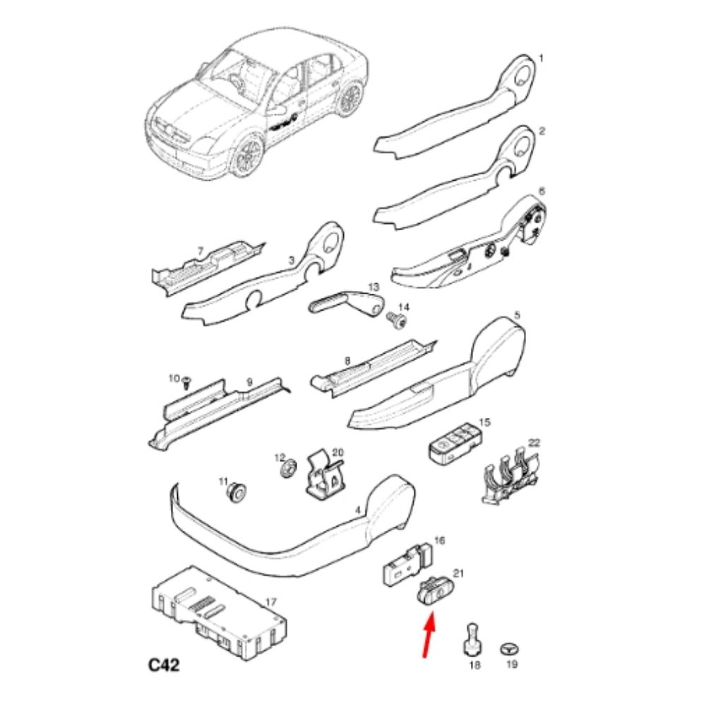 Product Code : 24450227 - Opel Vectra C Seat Adjustment Knob 8 Plug GM Genuine 24450227 - 6240196