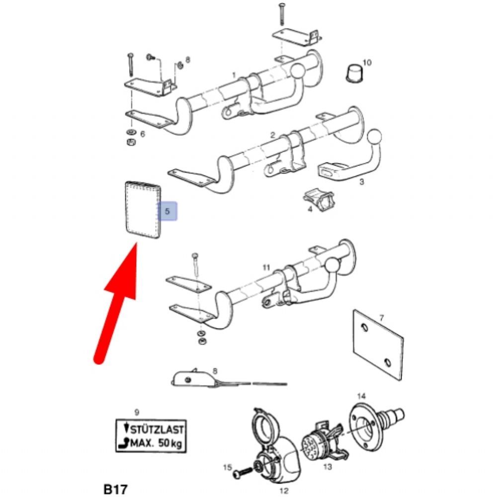 Opel Astra F Removable Spherical Towbar Cover Square GM Genuine 90275718 - 1736730