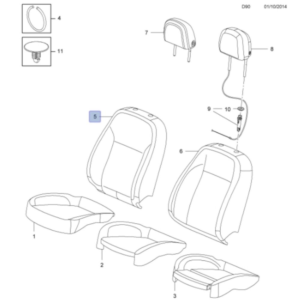 Product Code : 13261474 - Opel Astra J Right Front Seat Backrest Trim (Trim: Tada) GM Genuine 13261474 - 2258544