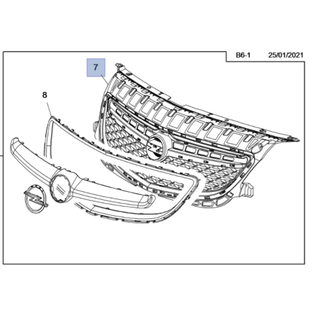 Opel Insignia A Front Radiator Louver Lower Plastic GM Genuine 13432860