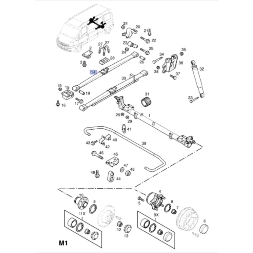 Product Code : 4500184 - Opel Movano A, Renault Master Rear Shock Absorber Leaf GM Genuine 4500184 - 9160484