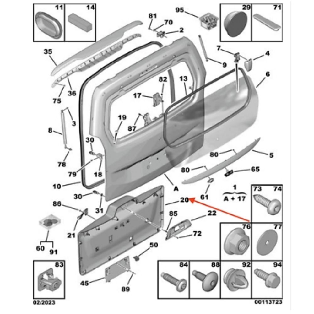 Product Code : 98187518ZD - Opel Combo E Rear Boot Lid Trim PSA Genuine 98187518Zd