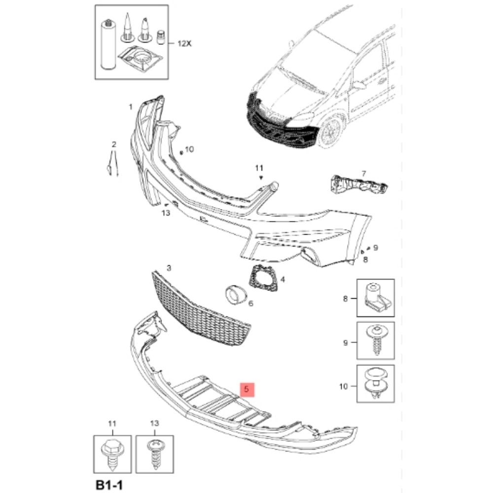 Product Code : 93187475 - Opel Zafira B Opc / Vxr Front Bumper Lower Panel GM Genuine 93187475