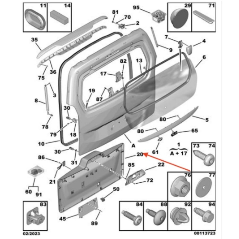 Citroen Berlingo K9 Rear Tailgate Trim PSA Genuine 98187532Zd