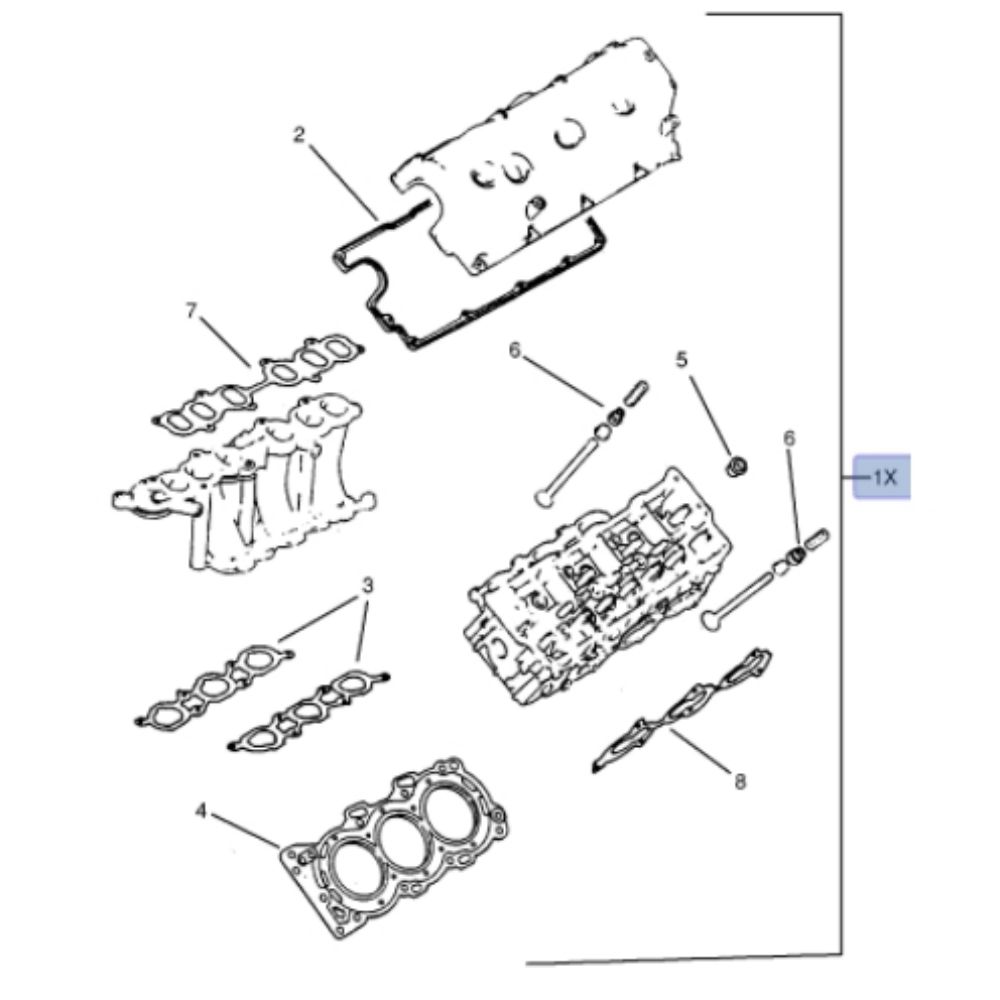 Product Code : 97721246 - Opel Monterey Cylinder Head Gasket Set (For Reconditioning) GM Original 97721246 - 1606014