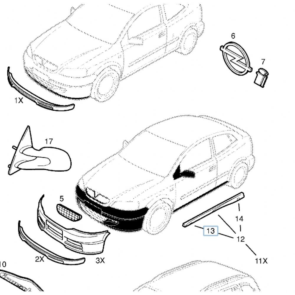 Product Code : 2001303İ - Opel Astra G Left Rear Jack Cover (Irmscher) Gm / Psa Original I2001354