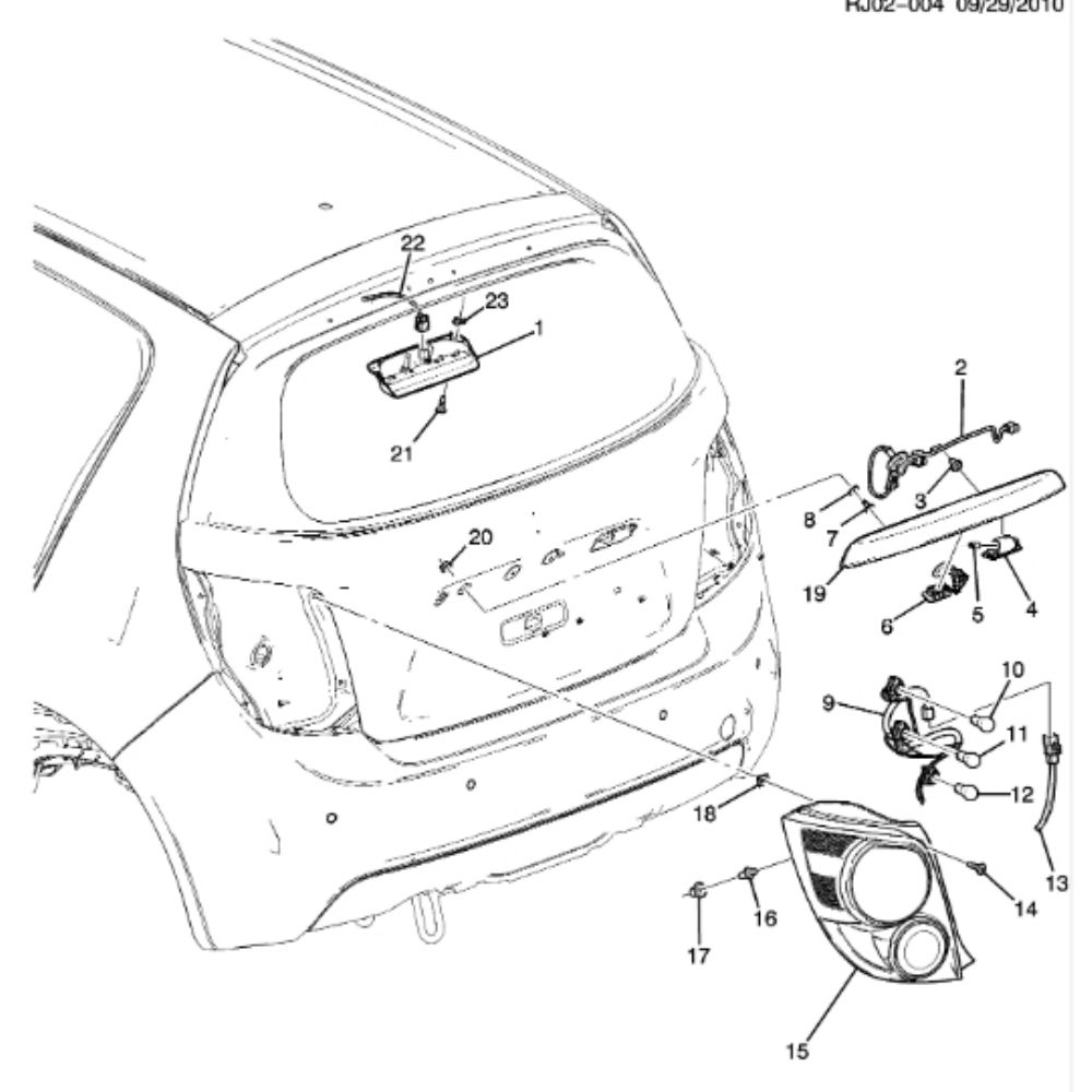 Chevrolet Aveo T300 Left Stop Lamp Lamp Holder And Wiring Harness Korea Imported 95231303