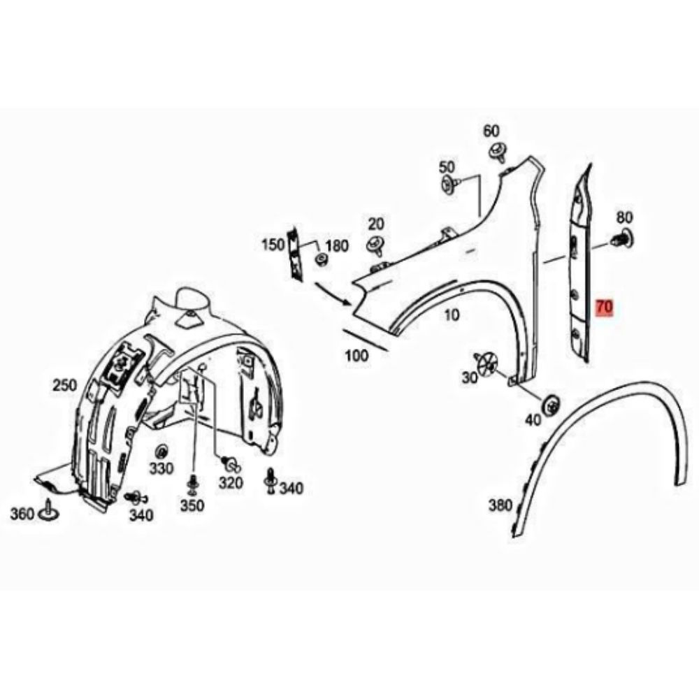 Mercedes Gla Car Inner Fender Bracket 2016 Original 1568890225