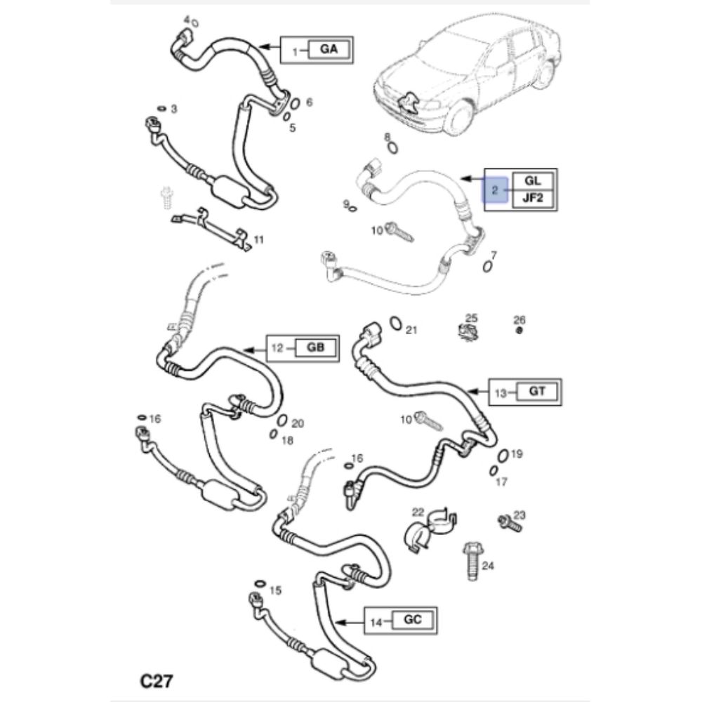 Product Code : 6850554G - Opel Astra G Air Conditioner Pipe (Gl) Imported Best Quality 6850554 - 9130623