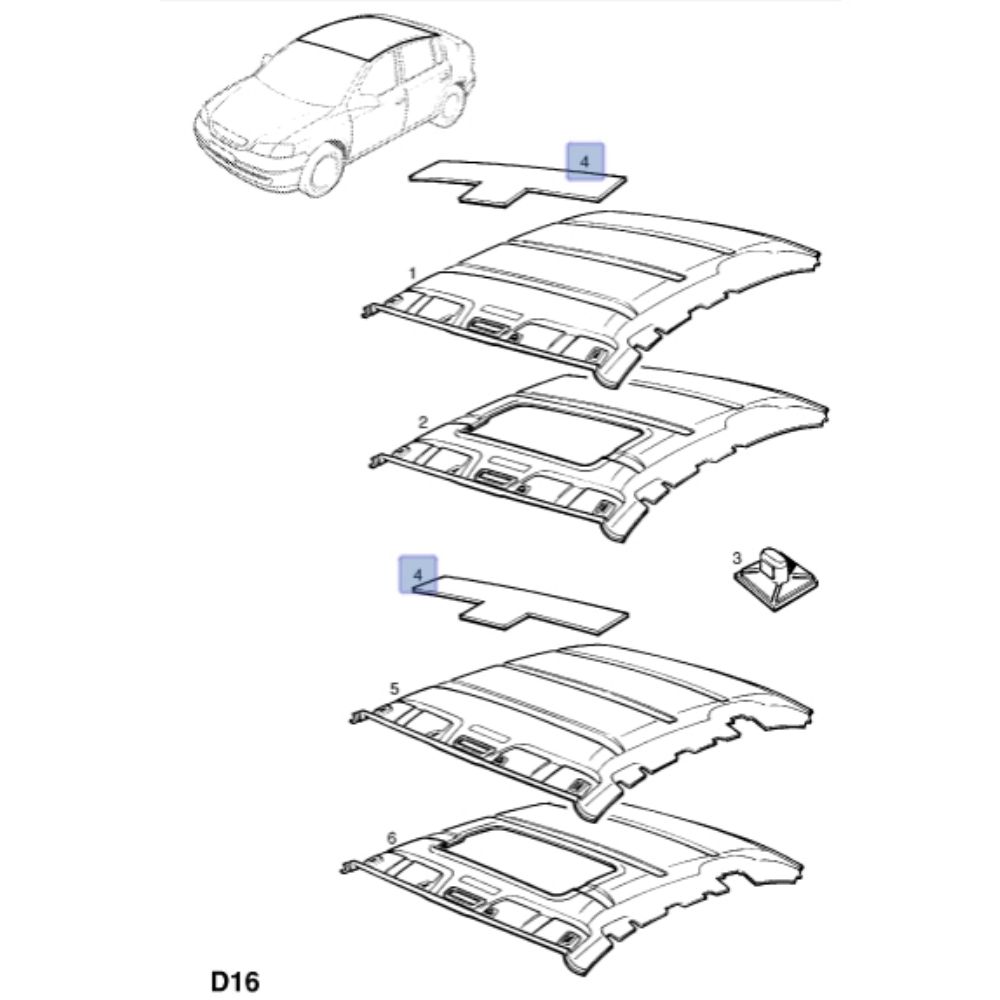 Product Code : 2351960 - Opel Astra G, Astra H, Meriva A Roof Spacer GM Genuine 2351960 - 90462792