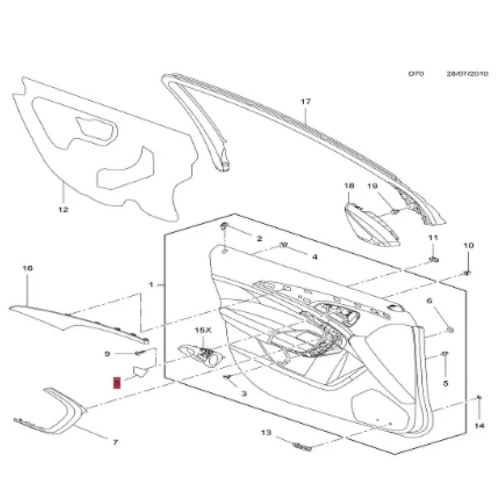 Product Code : 22812779 - Opel Insignia A Left Door Inner Opening Handle Bolt Concealment Cover Brown GM Genuine 22812779