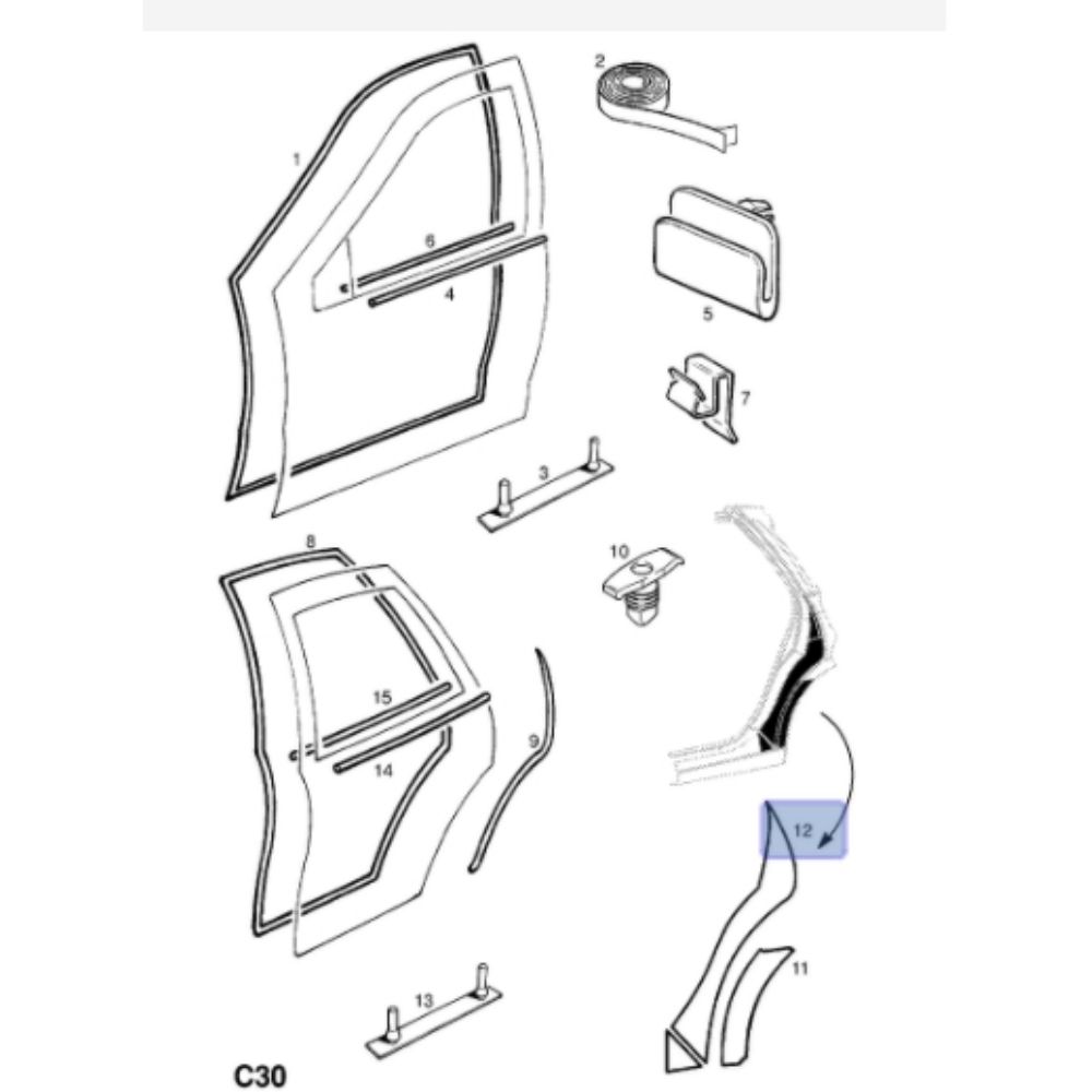 Opel Vectra B Left Rear Fender Protective Foil GM Original 122730 - 9200389