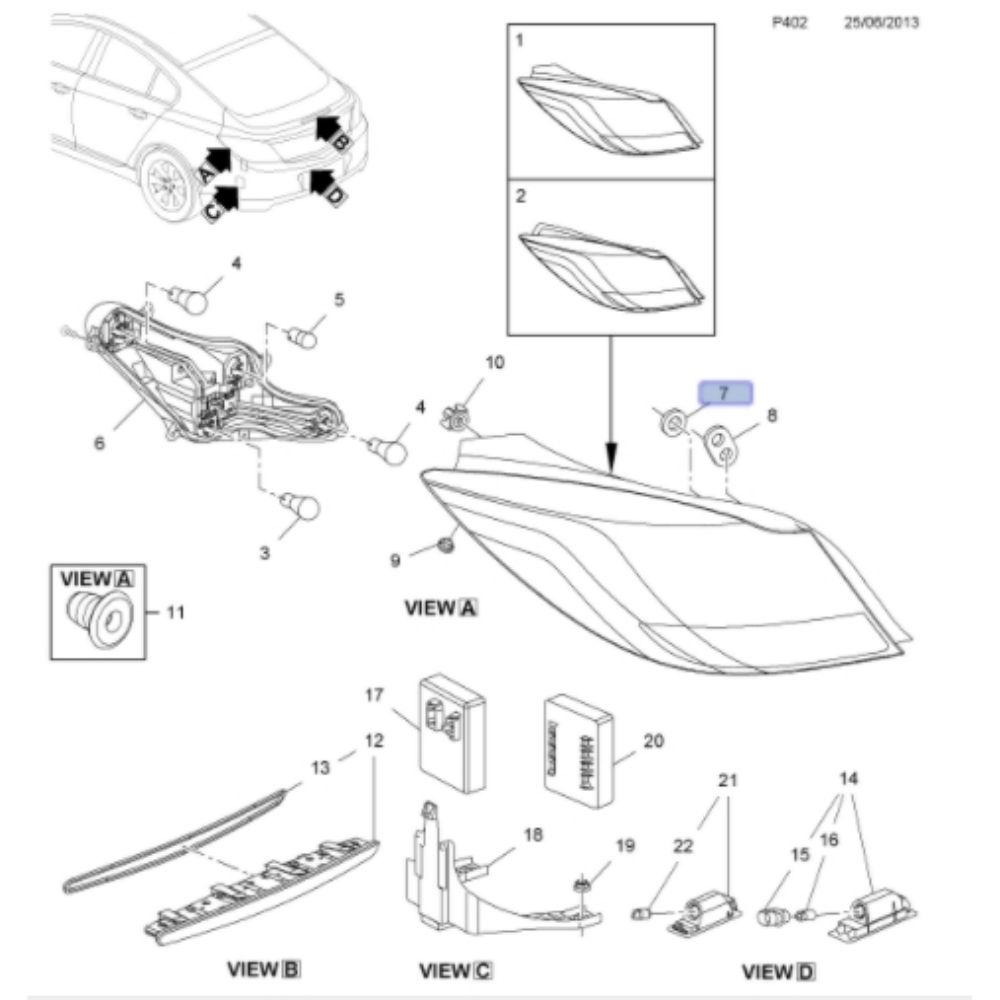 Opel Insignia A Rear Taillight Retainer Gasket Small GM Genuine 13279644