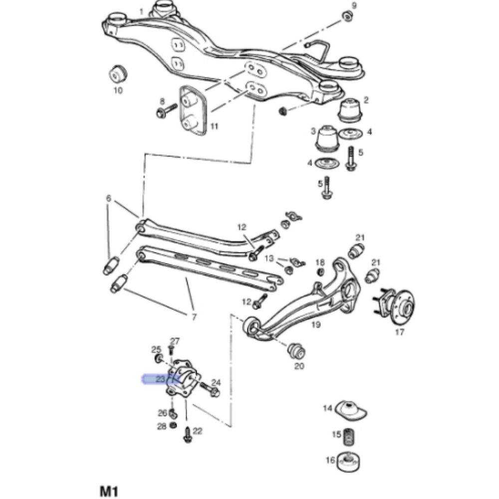 Opel Vectra B Left Rear Suspension Control Arm Bracket GM Genuine 423515