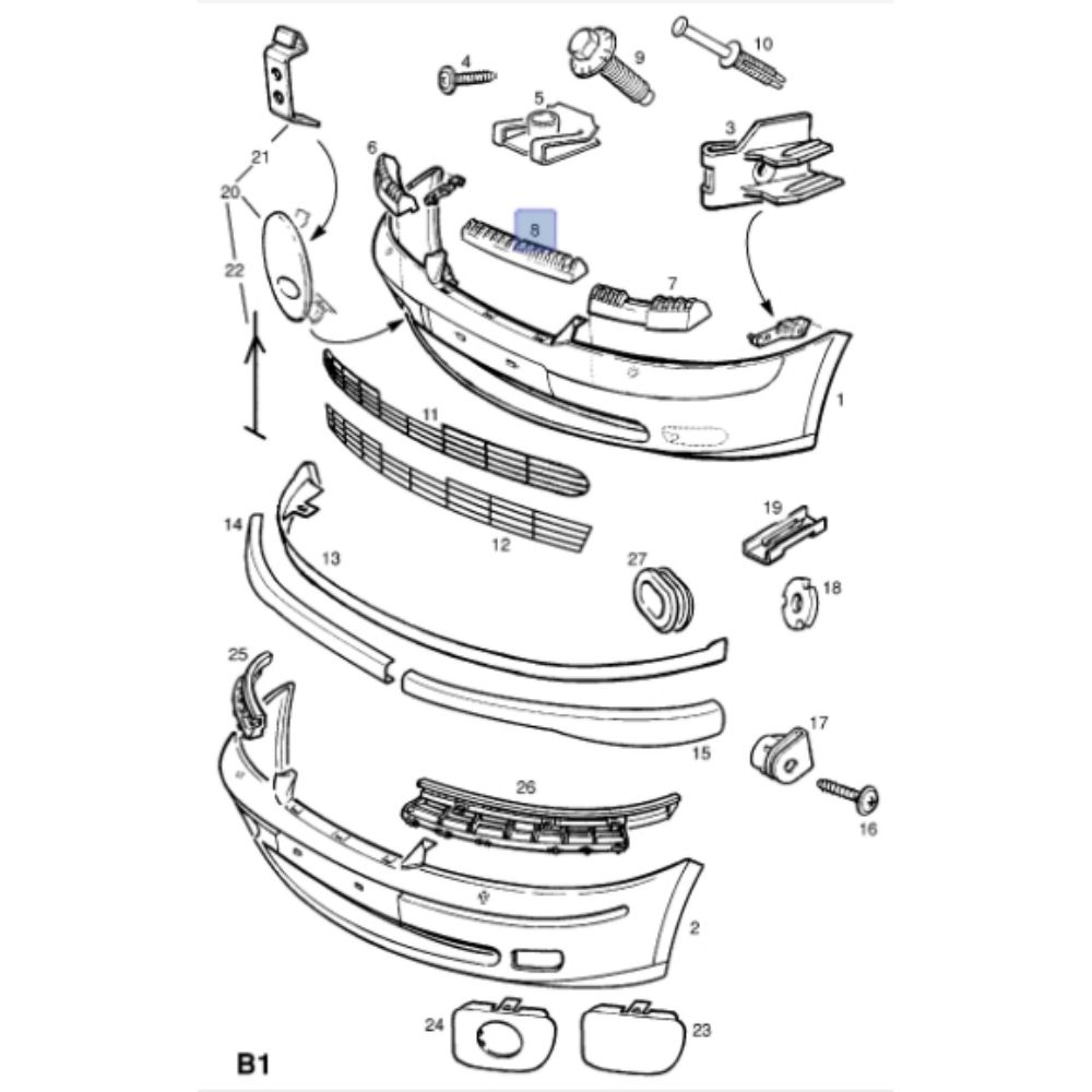 Product Code : 1400705 - Opel Vectra B Front Centre Bumper Foam GM Genuine 1400705 - 90568424