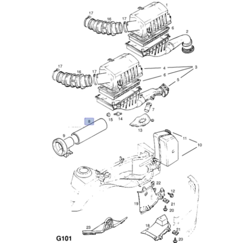 Product Code : 836759 - Opel Vectra A Air Filter Box End Tube GM Original 836759