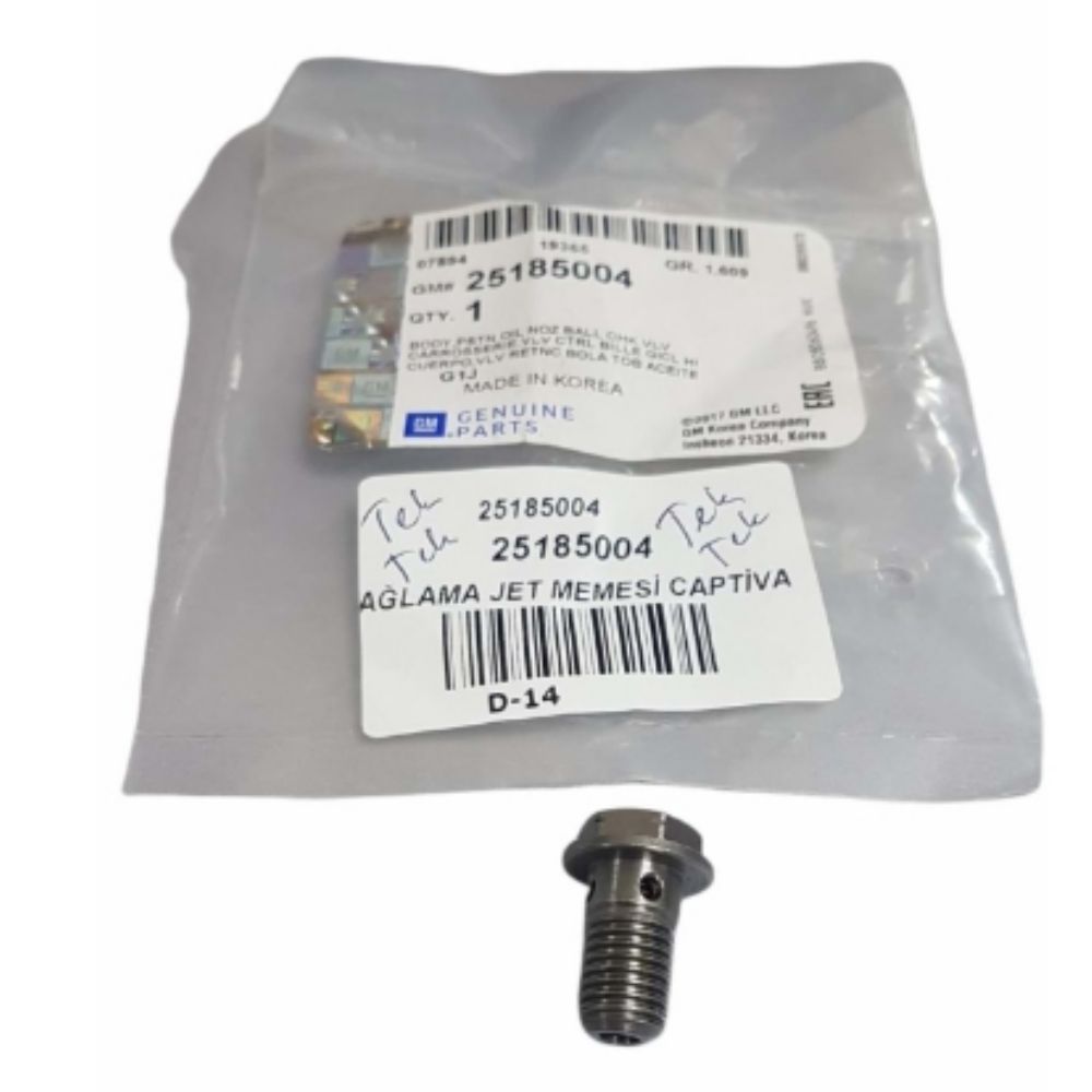 Product Code : 25185004 - Lubrication Jet Body Bolt Hole Opel Antara, Chevrolet Cruze, Lacetti, Epica, Captiva GM Original 25185004