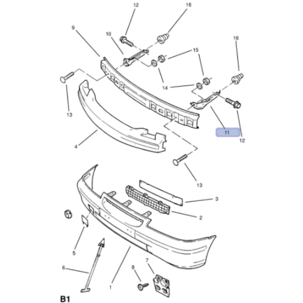 Calibra Front End Panel Left Bumper Bracket GM Genuine 1406131 - 90347297