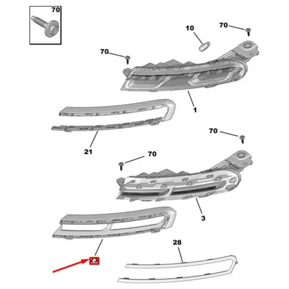 Citroen C5 Aircross Daytime Running Light Bezel Left PSA Original 98202970Xy