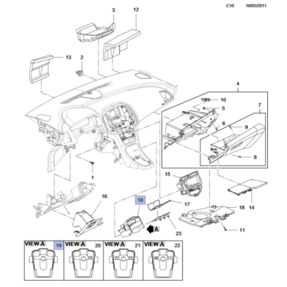 Product Code : 13310021 - Opel Astra J Gear Front Stowage Compartment Box GM Genuine 13310021