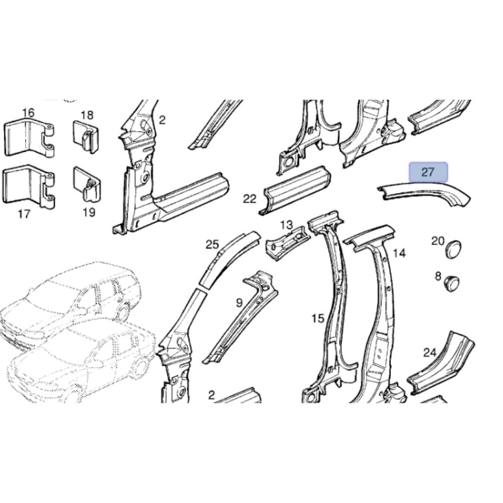 Opel Astra G Sedan Right Rear Roof Outer Sheet GM Original 90589464 - 5183038