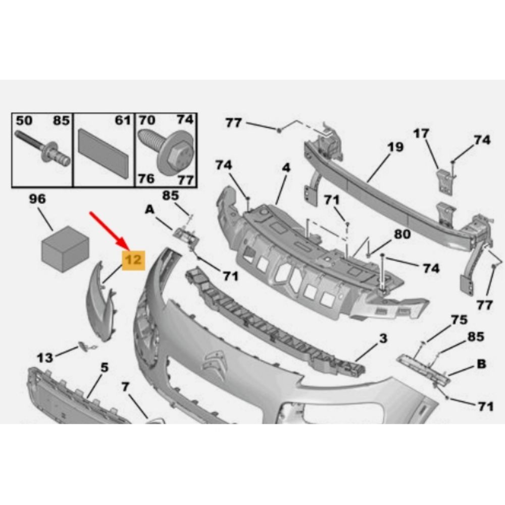 Product Code : 1611370880 - Citroen C4 Cactus Right Front Bumper Guard PSA Genuine 1611370880