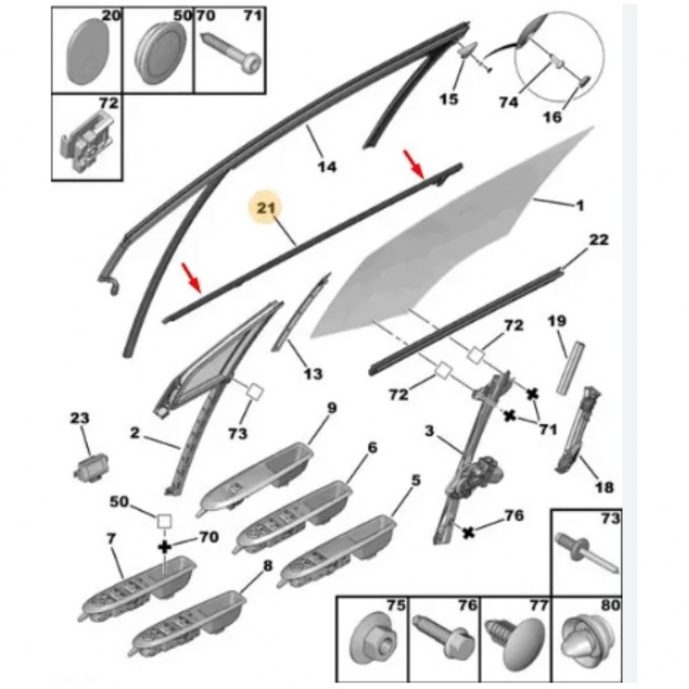 Product Code : 9310.P6 - Citroen C4 III Right Front Door Exterior Fitting PSA Original 9310.P6