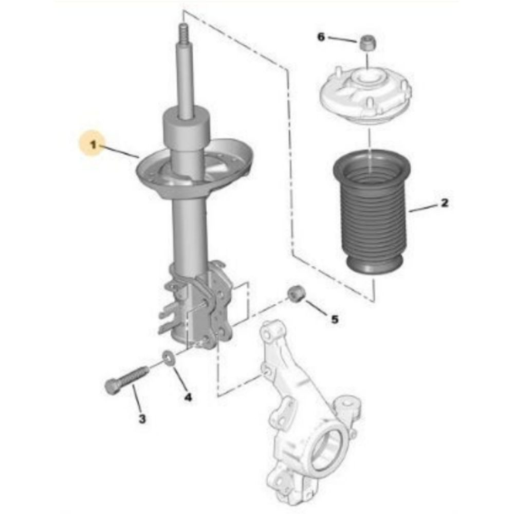 Product Code : 5208.Y2 - Citroen Nemo, Peugeot Bipper, Fiat Fiorino Right Front Shock Absorber PSA Original 5208.Y2