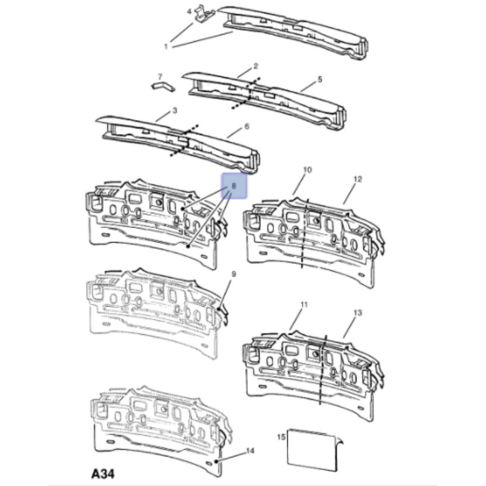 Product Code : 90389965 - Opel Tigra A Rear Panel Reinforced Sheet GM Original 90389965 - 184397