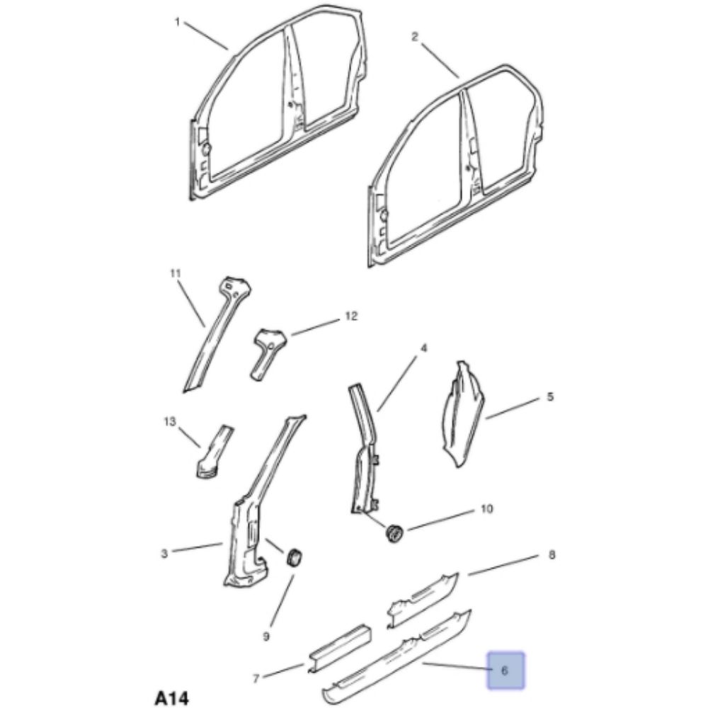 Opel Omega A Right Rocker Plate GM Original 90277334 - 164551