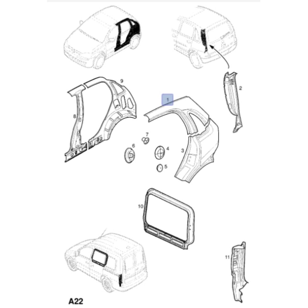 Product Code : 13139053 - Opel Corsa C Left Rear Fender Upper Panel Sheet GM Original 13139053 - 5183185