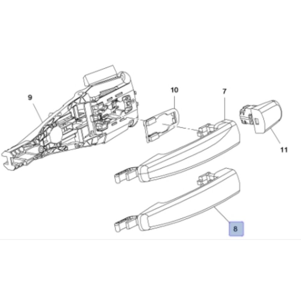 Opel Corsa E Left Rear Door Exterior Opening Handle Chrome GM Genuine 13445599