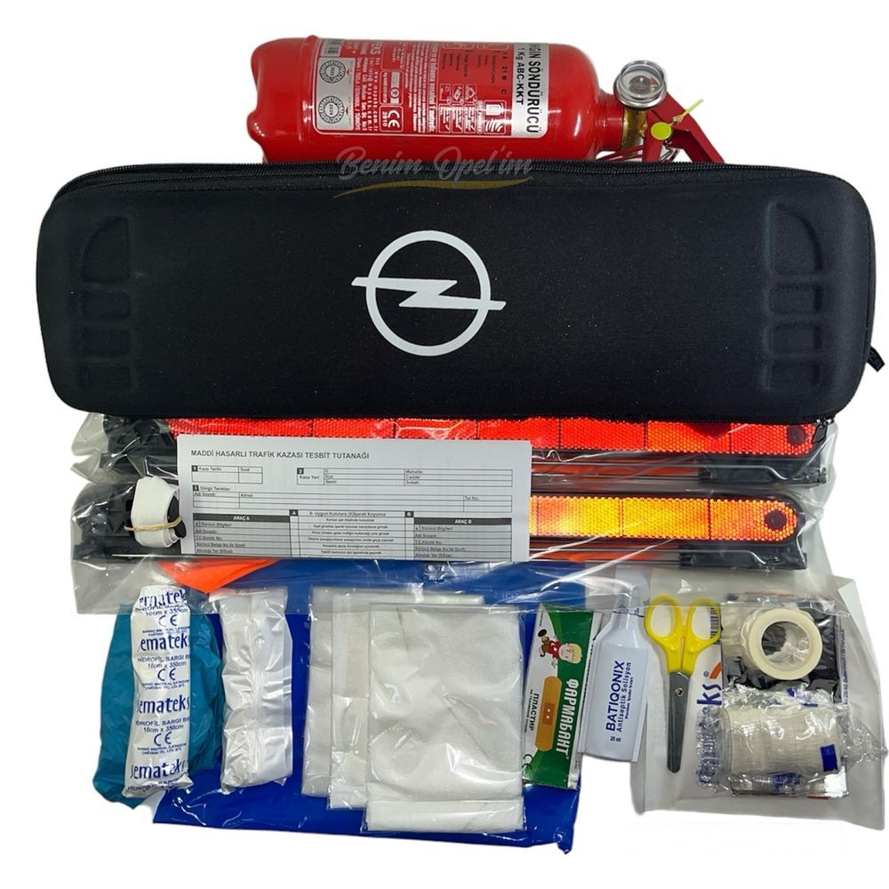 Product Code : 42547460 - New Opel Models Traffic First Aid Medicine Bag Black Complete (Special Moulded Space-Saving Safety Kit) PSA Original