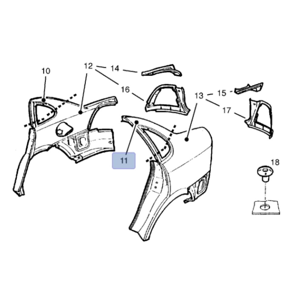 Product Code : 90507099 - Opel Vectra B Left Rear Fender Sheet GM Original 90507099 - 181010