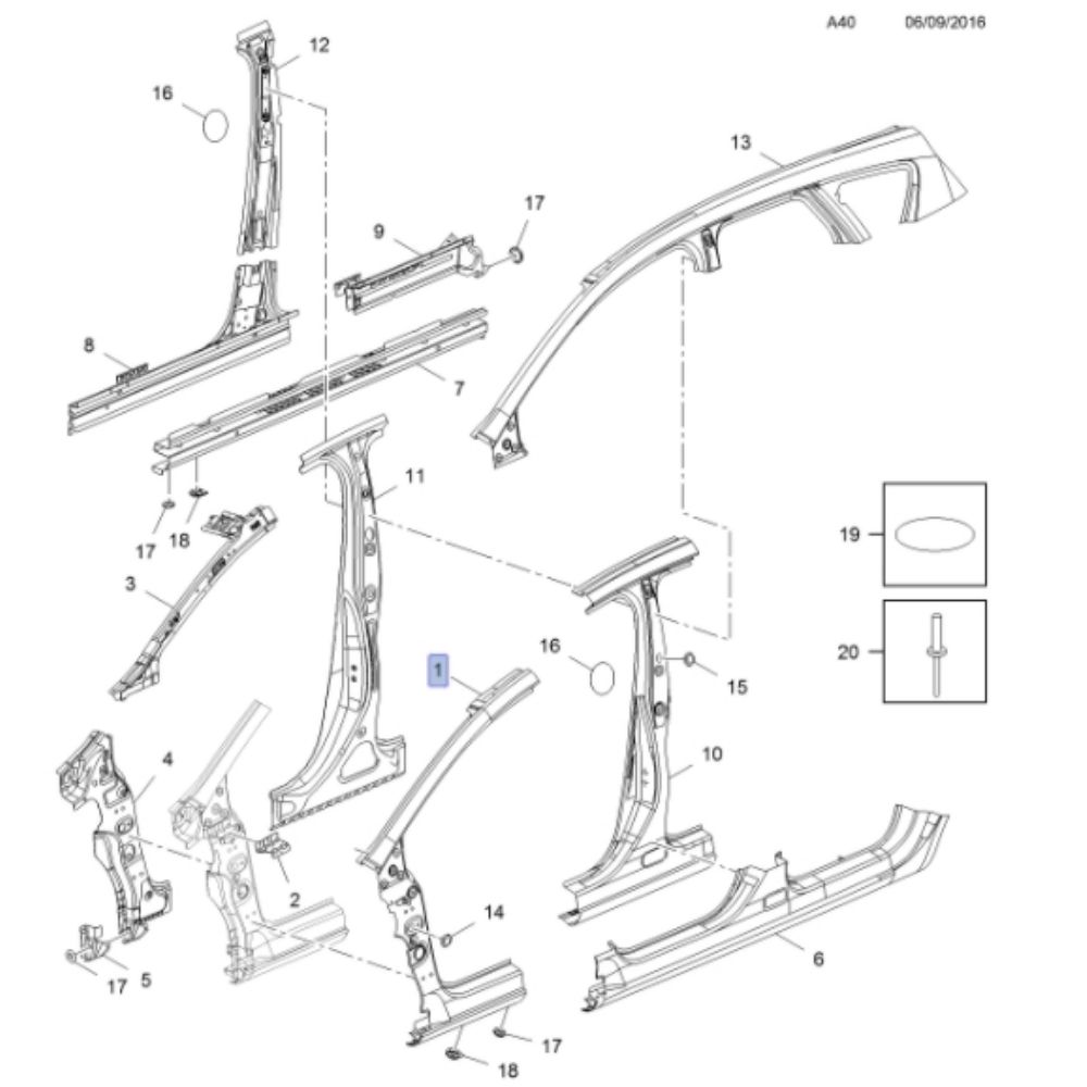 Product Code : 13493571 - Opel Meriva B Right Front A Pillar Outer Sheet GM Original 13493571 - 120404