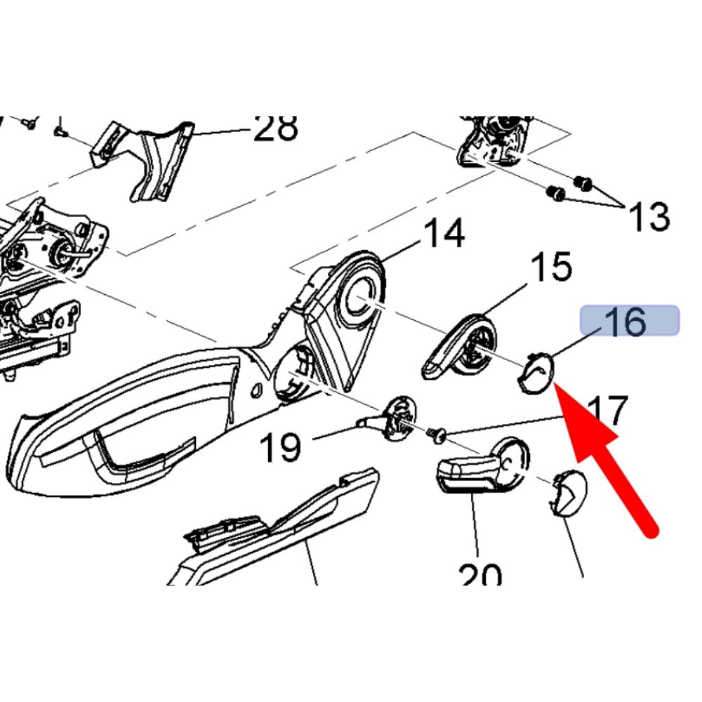 Product Code : 96875928 - Chevrolet Cruze Seat Recliner Arm Cover Left Front GM Genuine 96875928