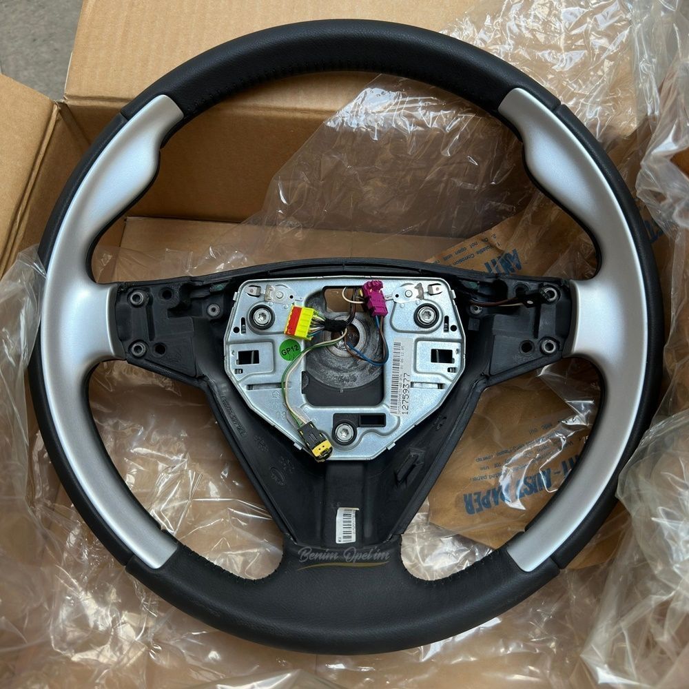 Saab 9-3 Aero Steering Wheel Matte Chrome Detailed Black Leather GM Genuine 12759377 - 12783362