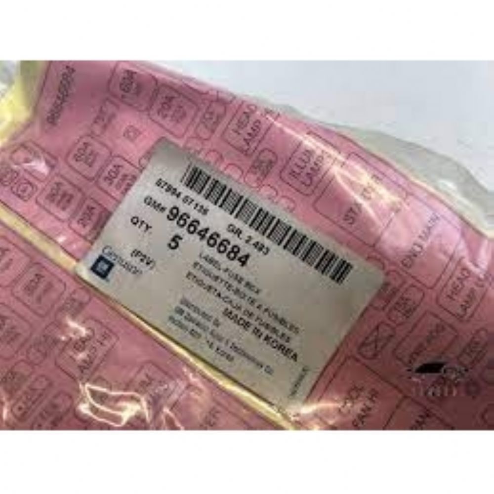 Product Code : 96646684 - Chevrolet Group Fuse Box Sticker Pink GM Genuine 96646684