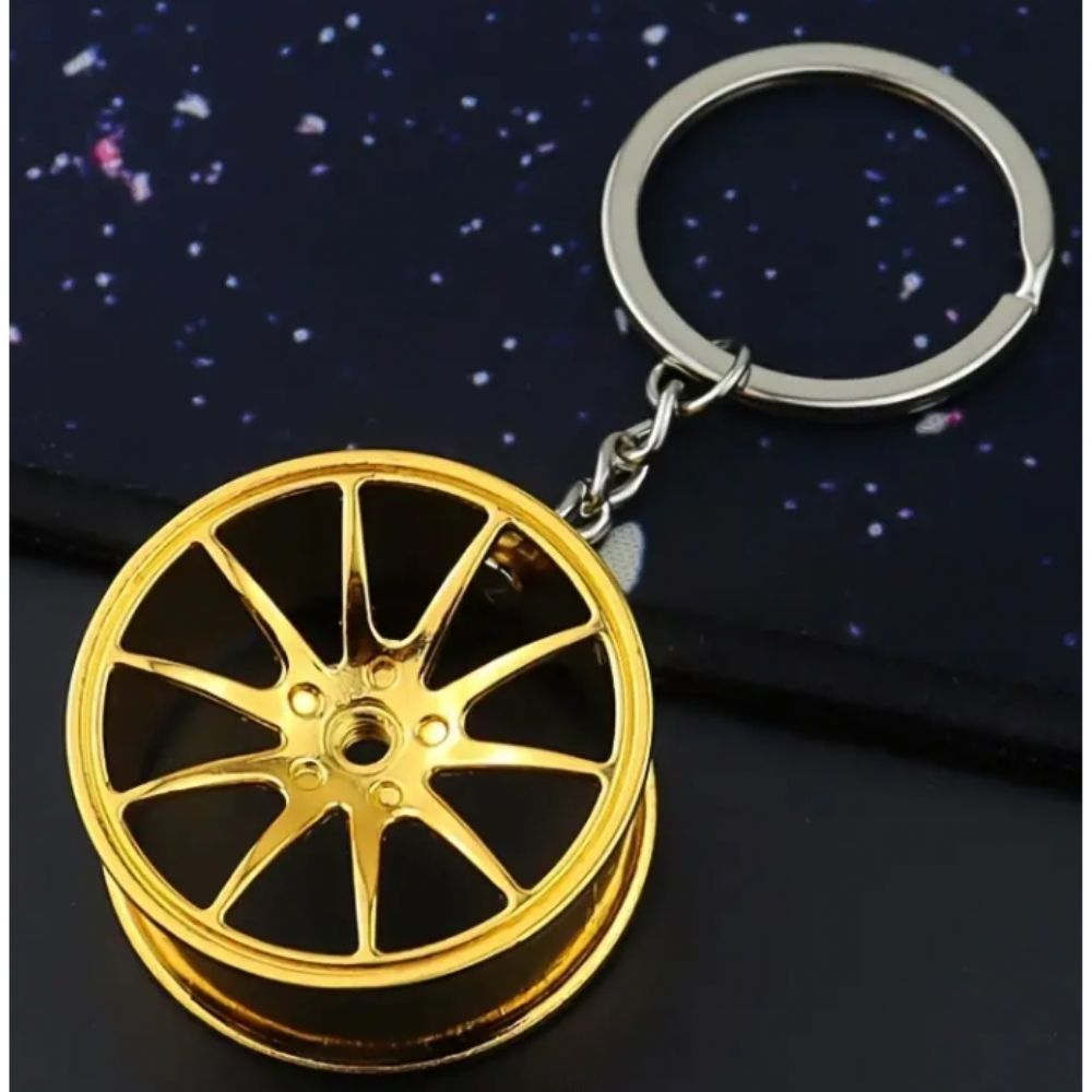 Automobile Gold Gold Colour Rim Keychain Universal Accessory 1st Class Quality ACC-ANH033