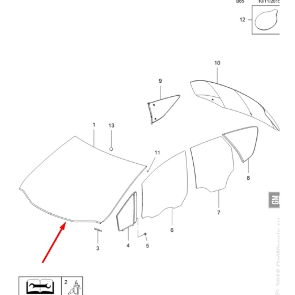 Opel Meriva B Windscreen Complete Heat Reflective Type GM Original 13266889 - 5161020