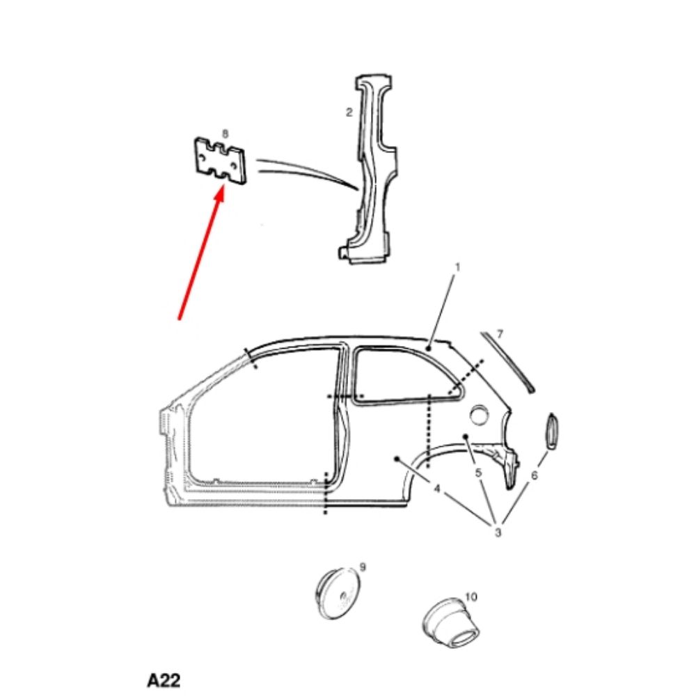 Locking Handle Holder Plate Opel Corsa B, Astra F, Omega B, Vectra B GM Genuine 9131640 - 5122008