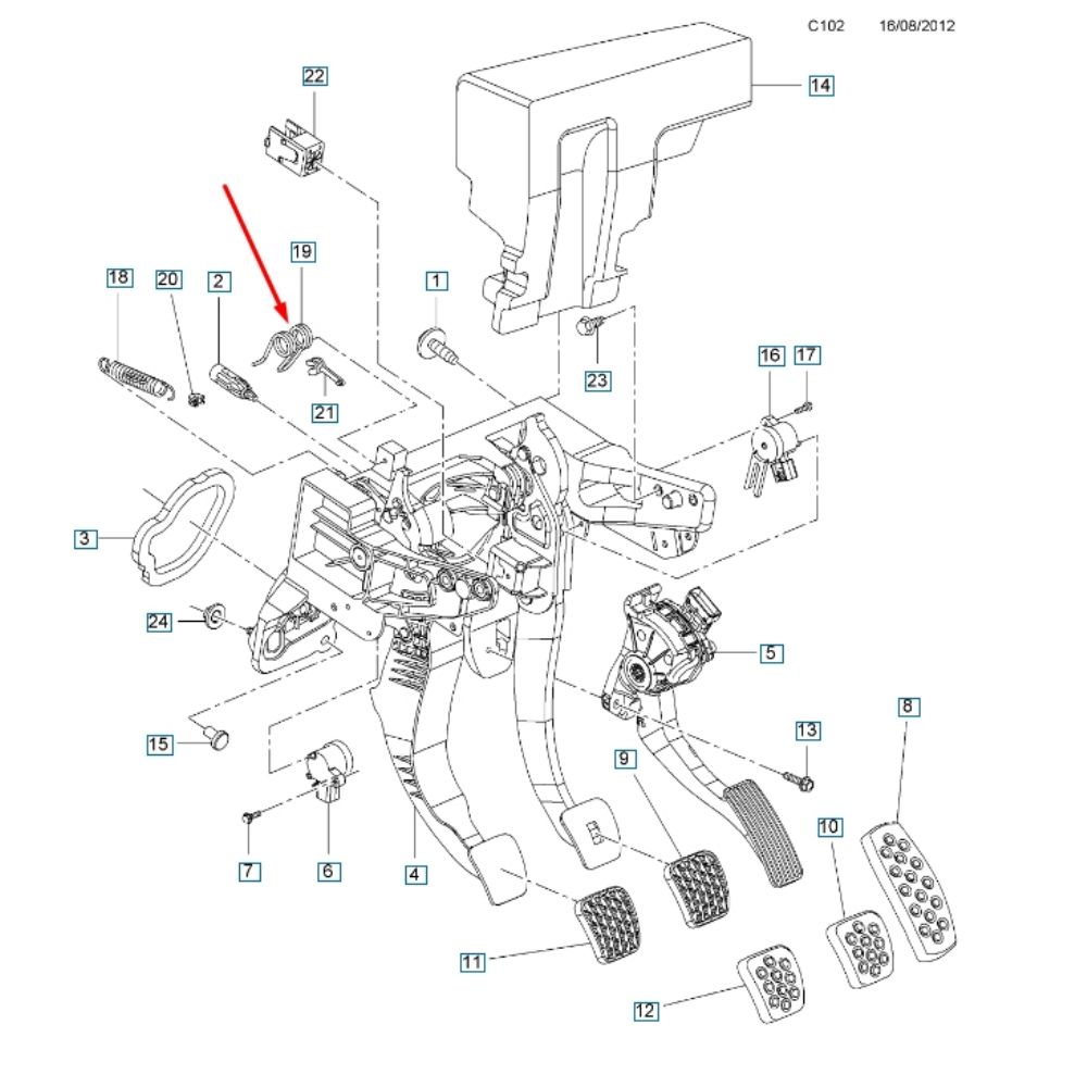 Product Code : 13331927 - Opel Astra J Clutch Pedal Spring GM Genuine 13331927 - 672021