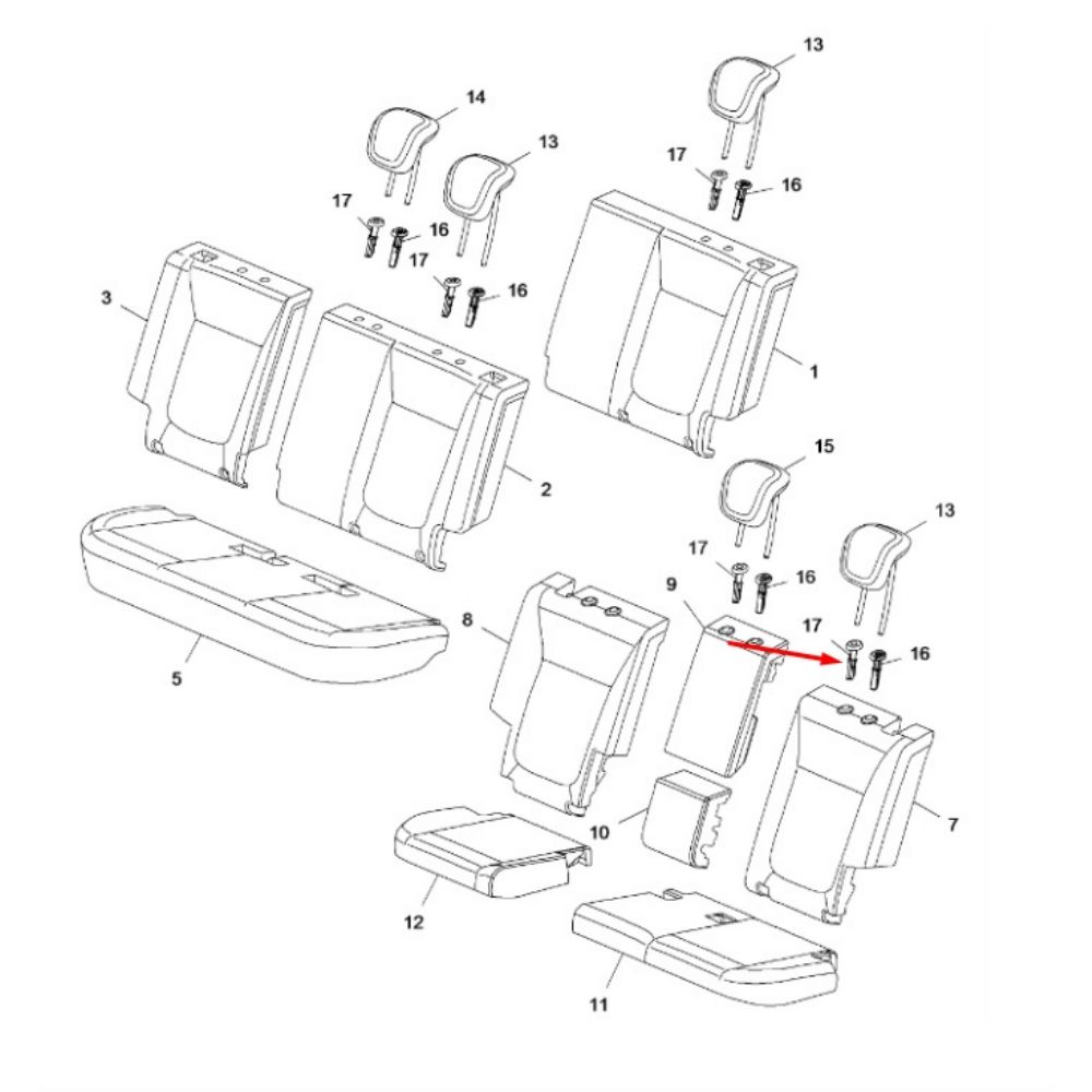 Product Code : 39068633 - Opel Crossland X Right Rear Seat Head Guide Support GM Genuine 39068632