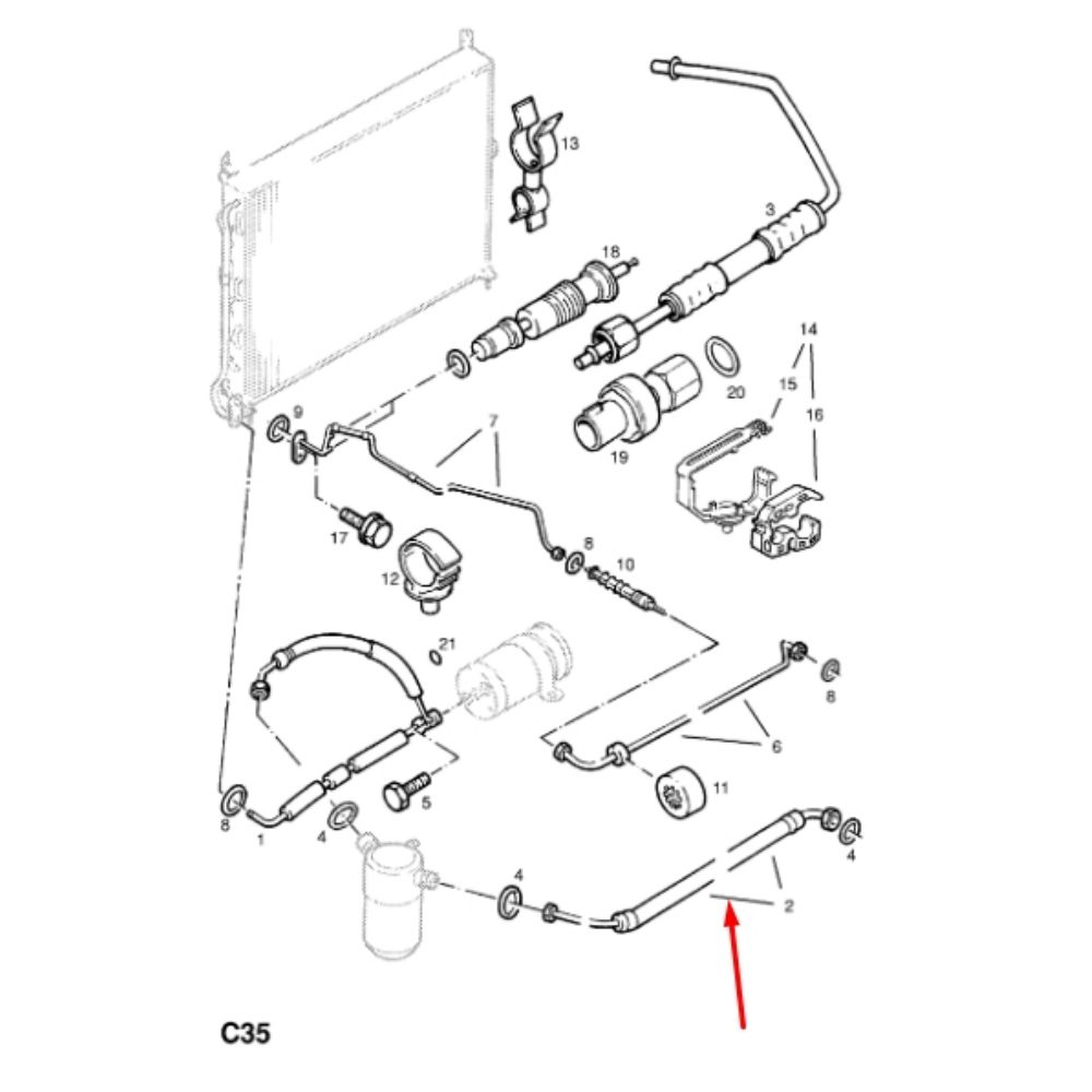 Product Code : 1850621 - Opel Vectra A Accumulator to Evaparatore Hose GM Genuine 1850621 - 90228729