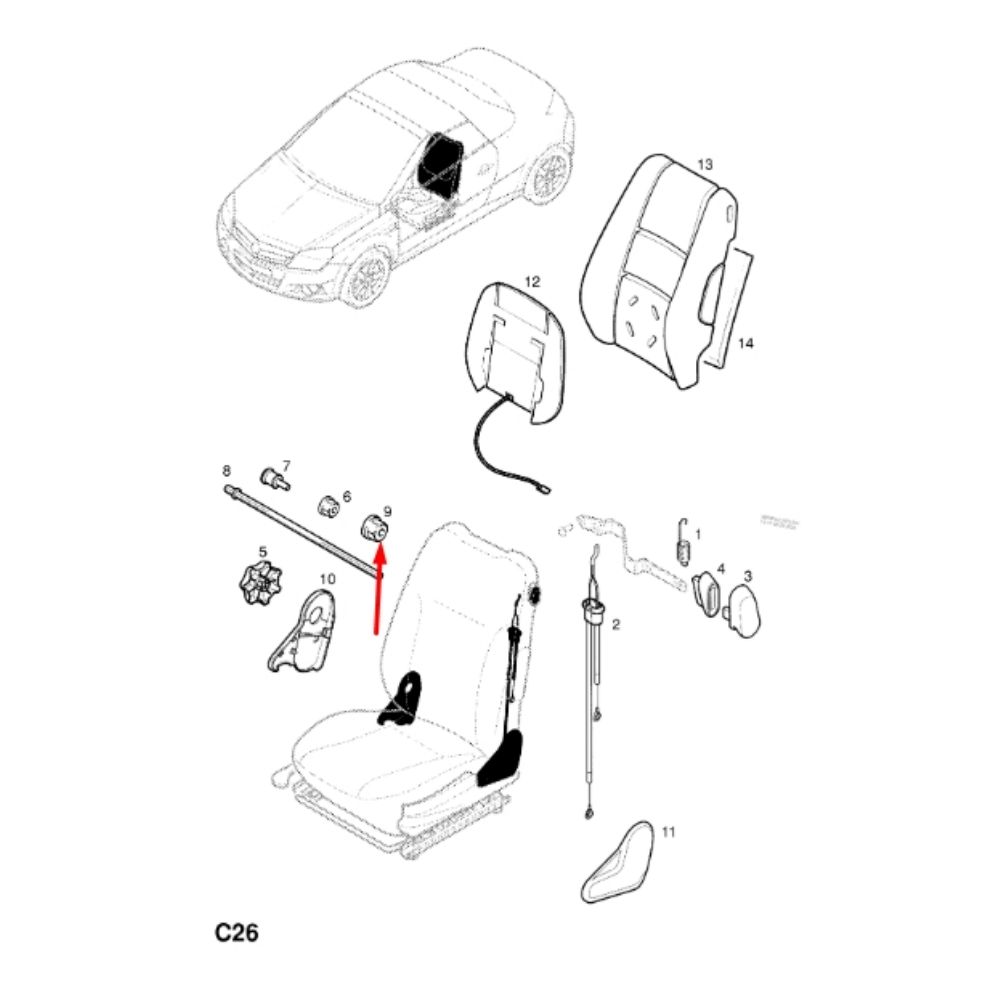 Product Code : 13151970 - Opel Tigra B Front Backrest Nut Bracket GM Genuine 13151970 - 166934