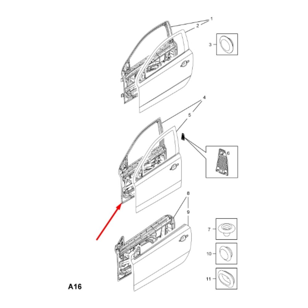 Product Code : 93191179 - Opel Astra H Left Front Door Sheet GM Genuine 128156 - 93191179